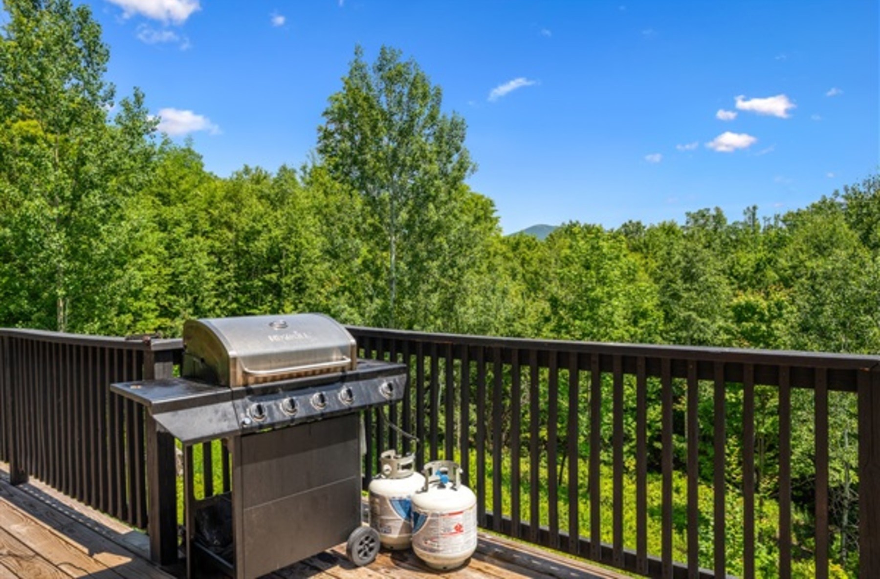 Deck with grill and outdoor dining