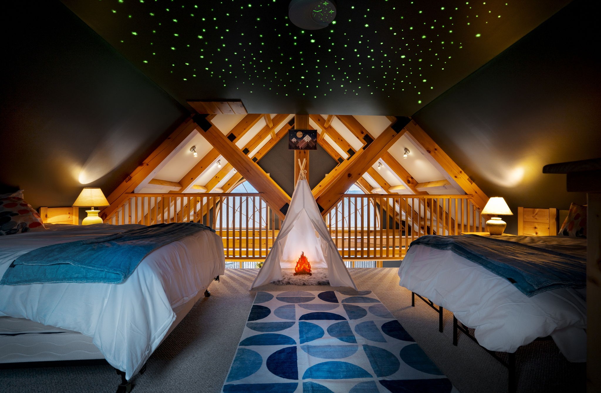 Loft with stargazing ceiling
