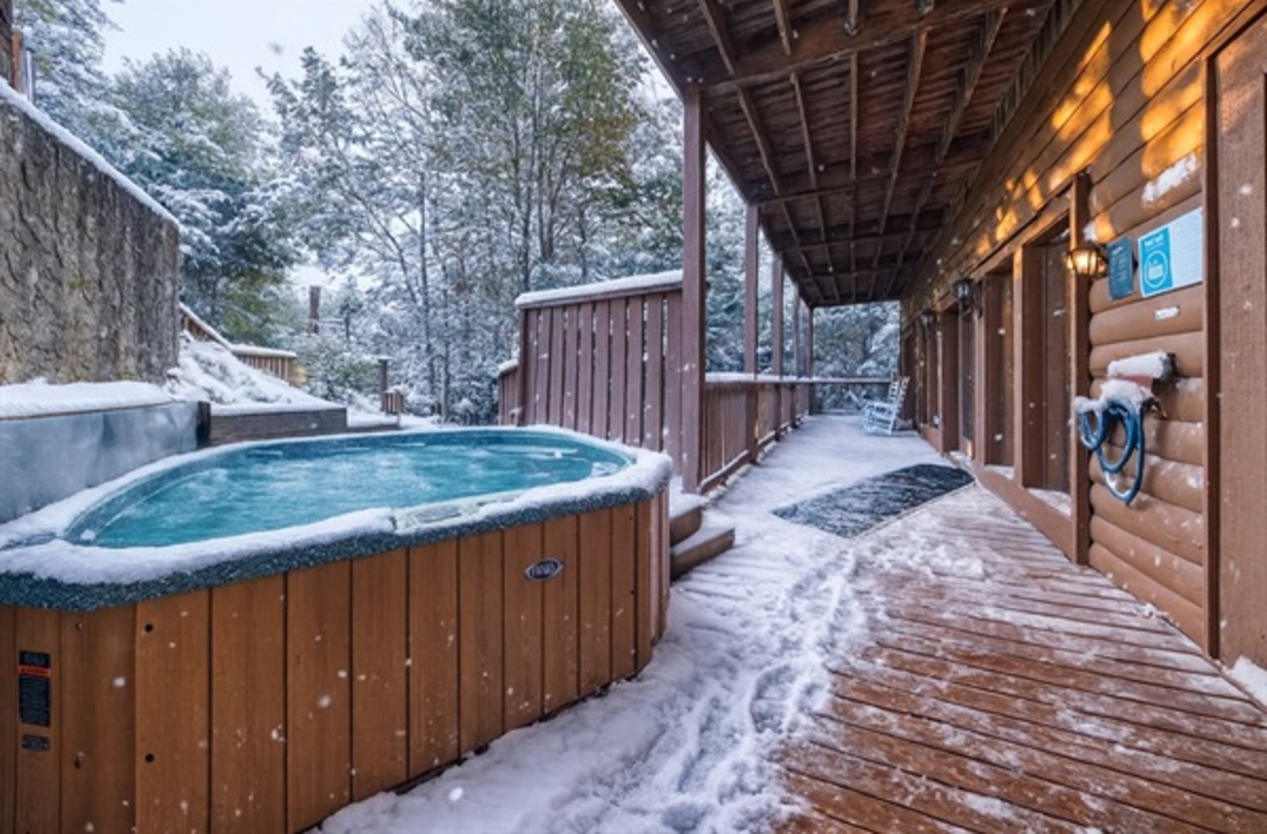 Private hot tub on covered deck