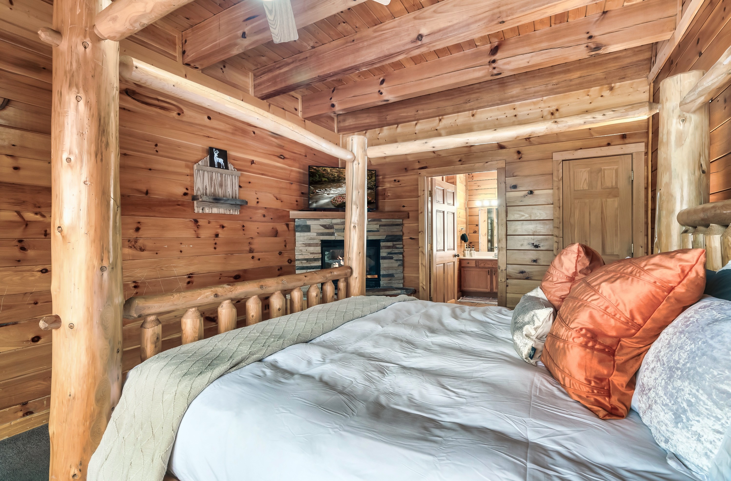 Main level King Suite with fireplace